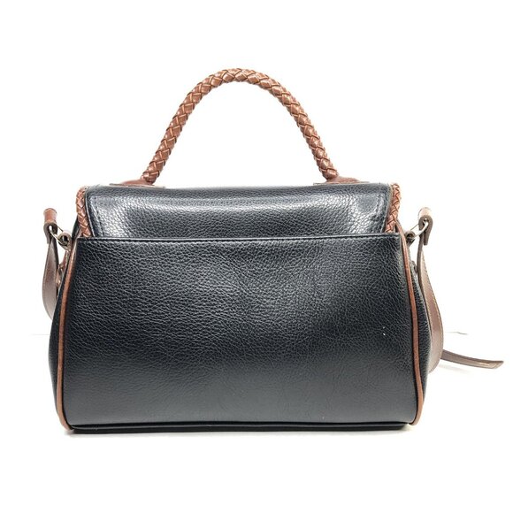 Vtg Carryland USA Leather Purse Black Brown Shoulder Crossbody Bag Woven Handle - Picture 5 of 13